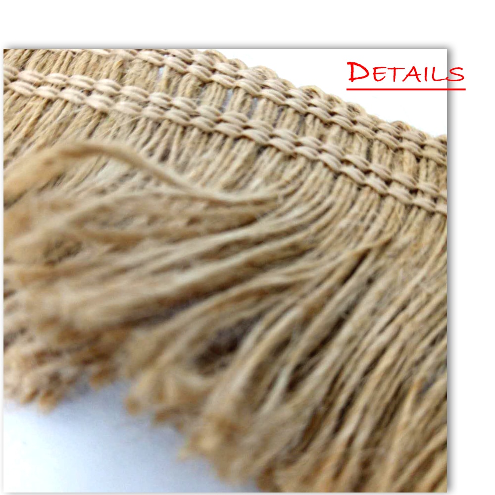 Paquete de 3 yardas, yute, volante de flecos, beige natural, ancho de 1,57 pulgadas