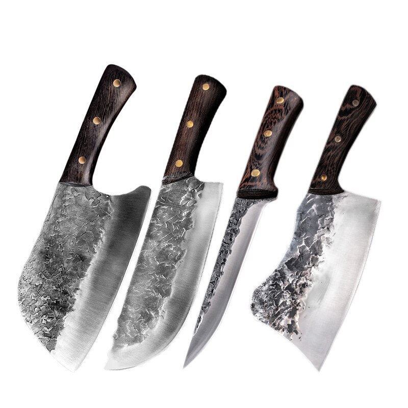 Chinese Knife Set High Carbon Steel Forging Knives SETS Forging Hand-Made Craft Full Tang Butcher Cooking Kitchen Accessories