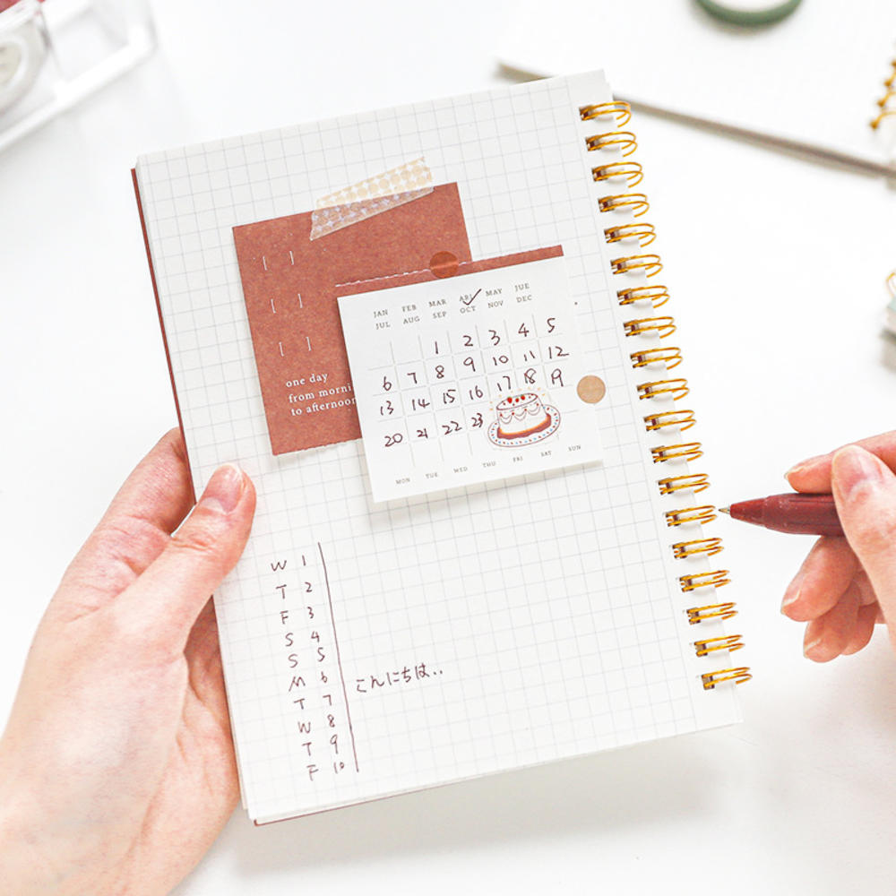 120 Pages B6 Notebook Travel Diary Horizontal Line Grid Coil Book Notepad Student School Office Supplies