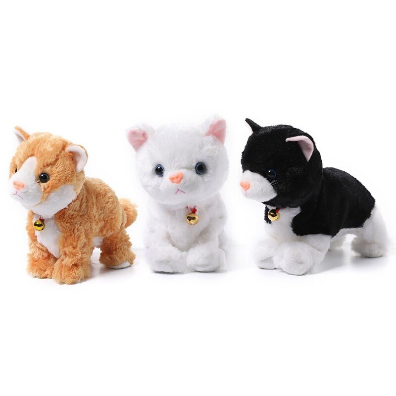 Elektryczny inteligentny pluszowy wokalny kot domowy chodzenie wypchane zwierzę zabawka smycz sterowanie elektroniczne interaktywne chodzenie machanie