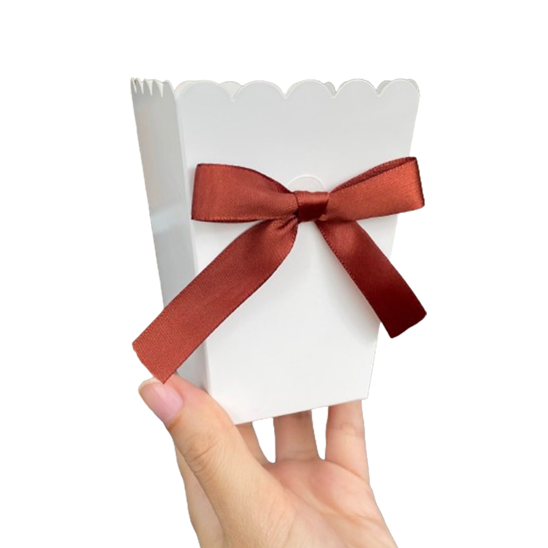 6 stuks popcorndozen met striklint papieren zak gunsten doos baby shower verjaardagsfeestje traktatie gunsten tafelbenodigdheden bruiloft: Dark Gray