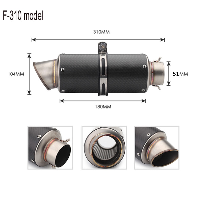 Carbon Fiber Motorcycle Exhaust Pipe Muffler Escape F800r trk502 gsxr750 msx125 cb650f z750 z900 z1000 pcx125 tmax 530