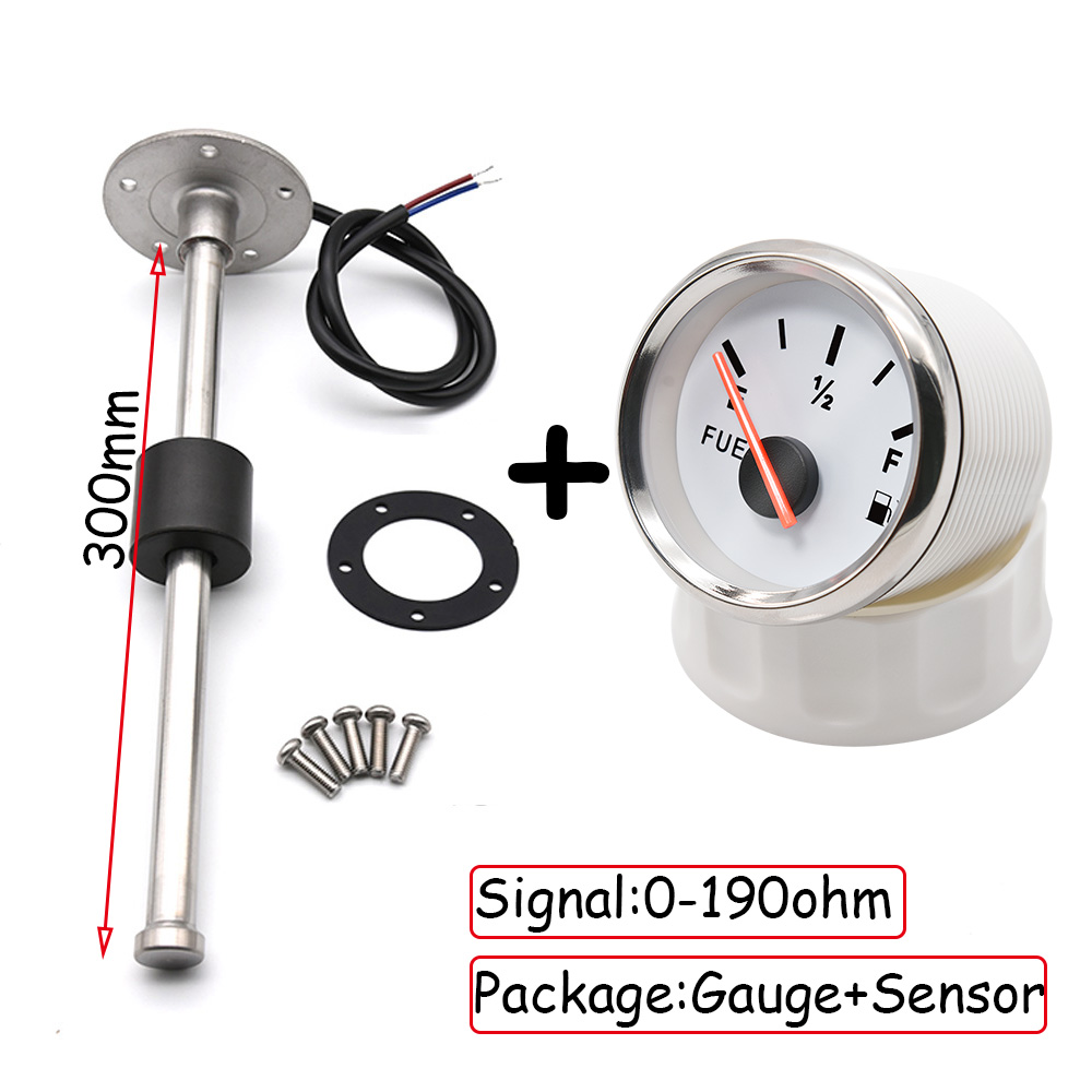 100–500 mm Edelstahl-Marine-Kraftstoffstandsanzeige, Sensor, passend für Boot, Auto, Kraftstoffstandsanzeige, 0–190 Ohm, mit roter Hintergrundbeleuchtung, 9–32 V: Rot