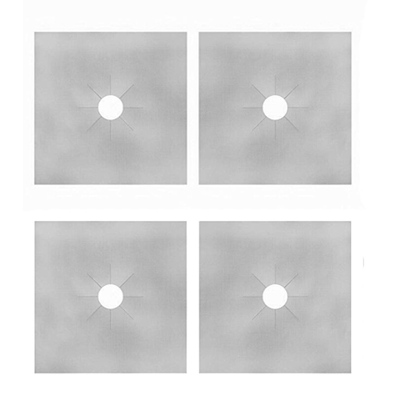 YuryFvna Reutilizáveis Protetor de Tampa Anti-Aderente Fogão A Gás Queimador Do Fogão A Gás Fogão A Gás Protetor Forro Mat Trivet fácil limpo: 4 x sliver