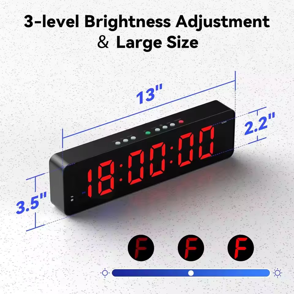 Remote Gym Timer 2 inch Ultra-Clear Interval Time Timers with LED Countdown/Up Wall Clock Battery Power Fitness Timer Stopwatch