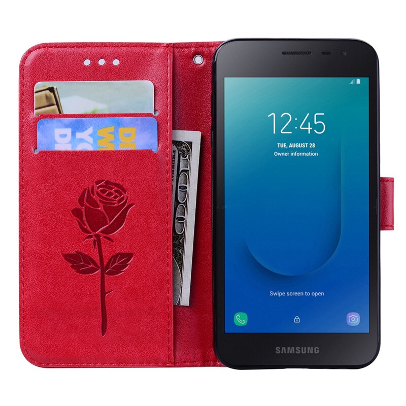 fallen Für Samsung J2 Ader Abdeckung Rose Blume Ledertasche Für Samsung Galaxis J2 Ader SM-J260F J260F J260 Brieftasche kippen funda Coques