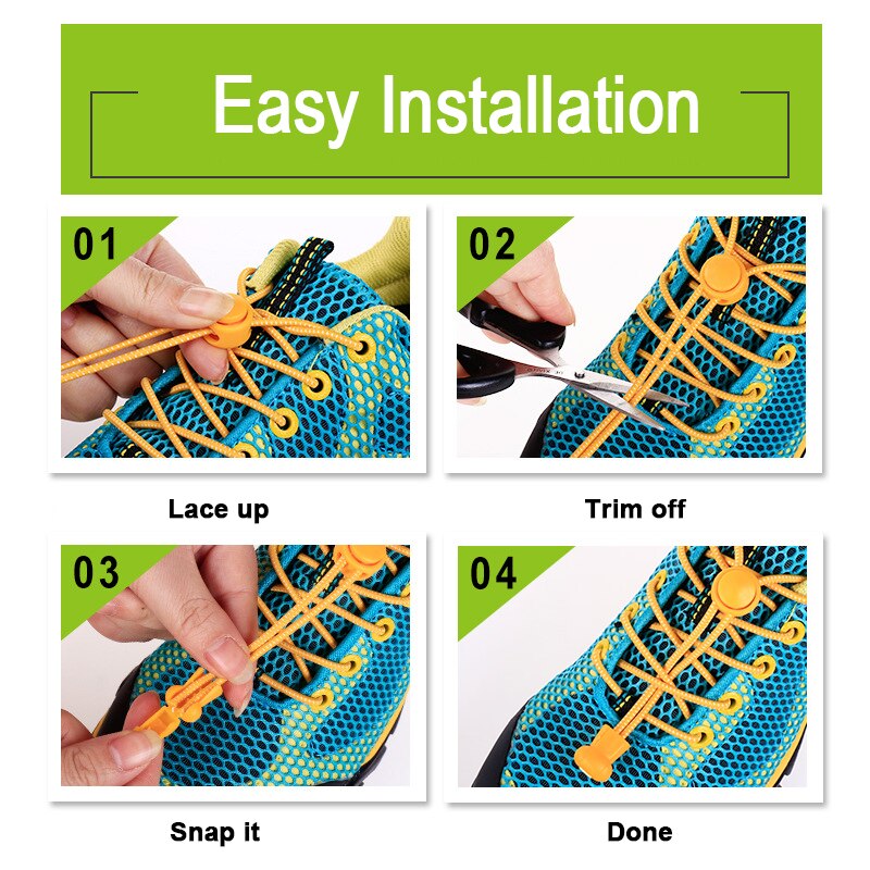 1pair Locking Shoe Laces Shoestrings Running Triathlon No tie Shoelace Sports Laces Hiking Shoelaces Children Elastic Shoelace