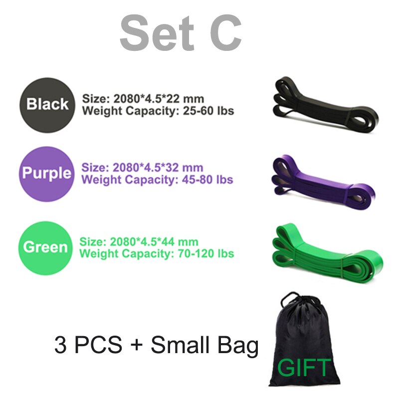 Bandas elásticas de estiramiento para ejercicio, 208cm, asistencia para entrenamiento físico, Pilates, entrenamiento en casa: 3pcs bands Set-C