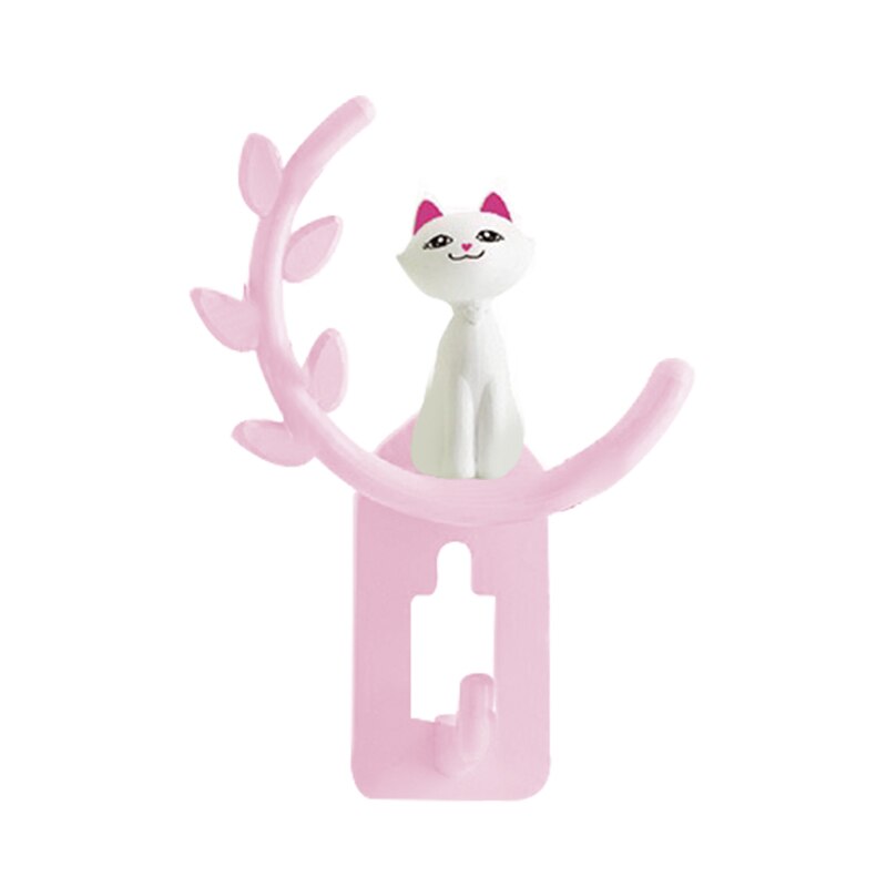 1 Pcs Leuke Cartoon Kat Badkamer Keuken Muur Haak Sterke Zelfklevende Multi Functie Haak Voor Thuis Woonkamer Decoratie Accessoires: Roze