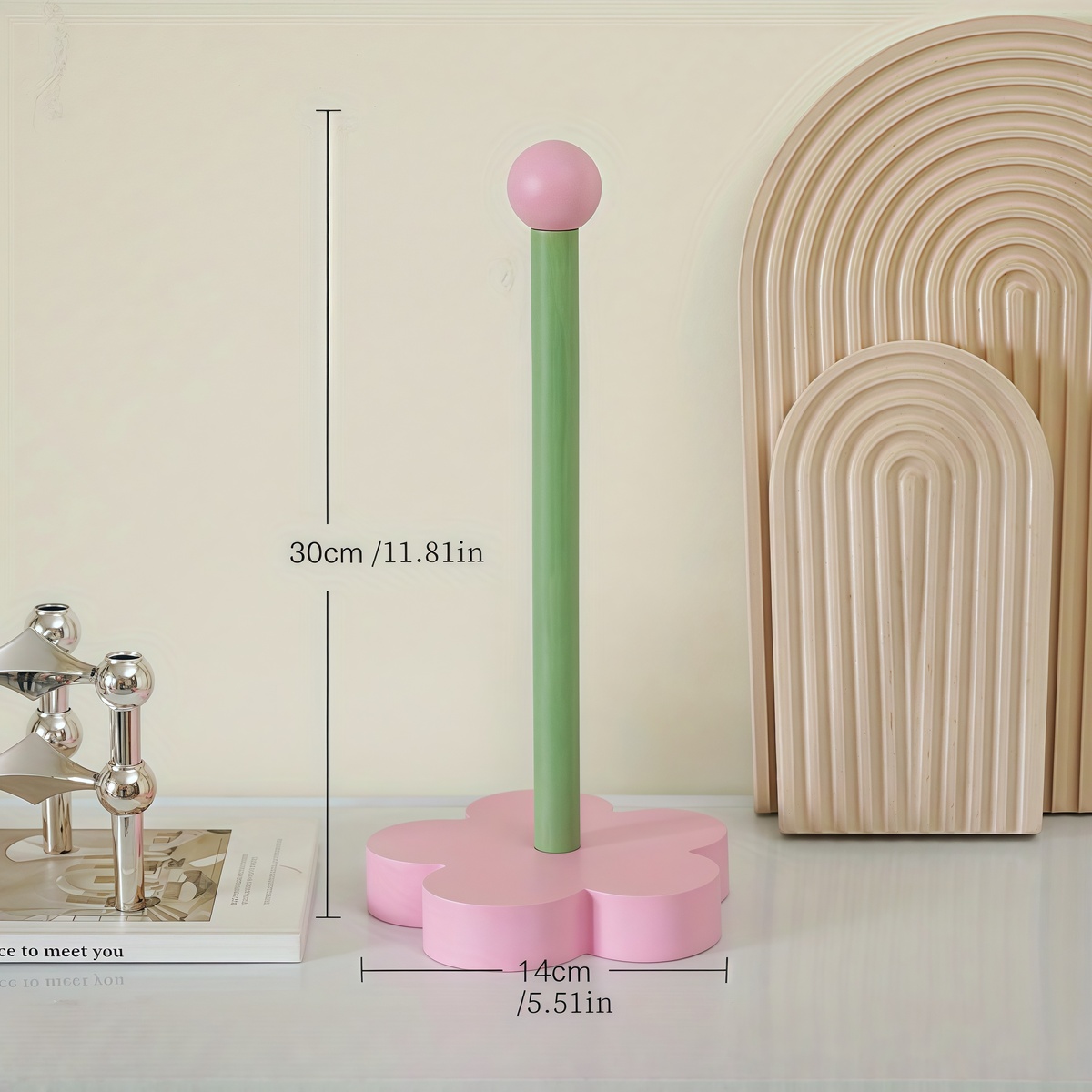 Bathroom Tissue Vertical Stand Paper Towel Storage Holder Wood Paper Towel TulipHolder Kitchen Roll Paper Towel Holder: Yellow