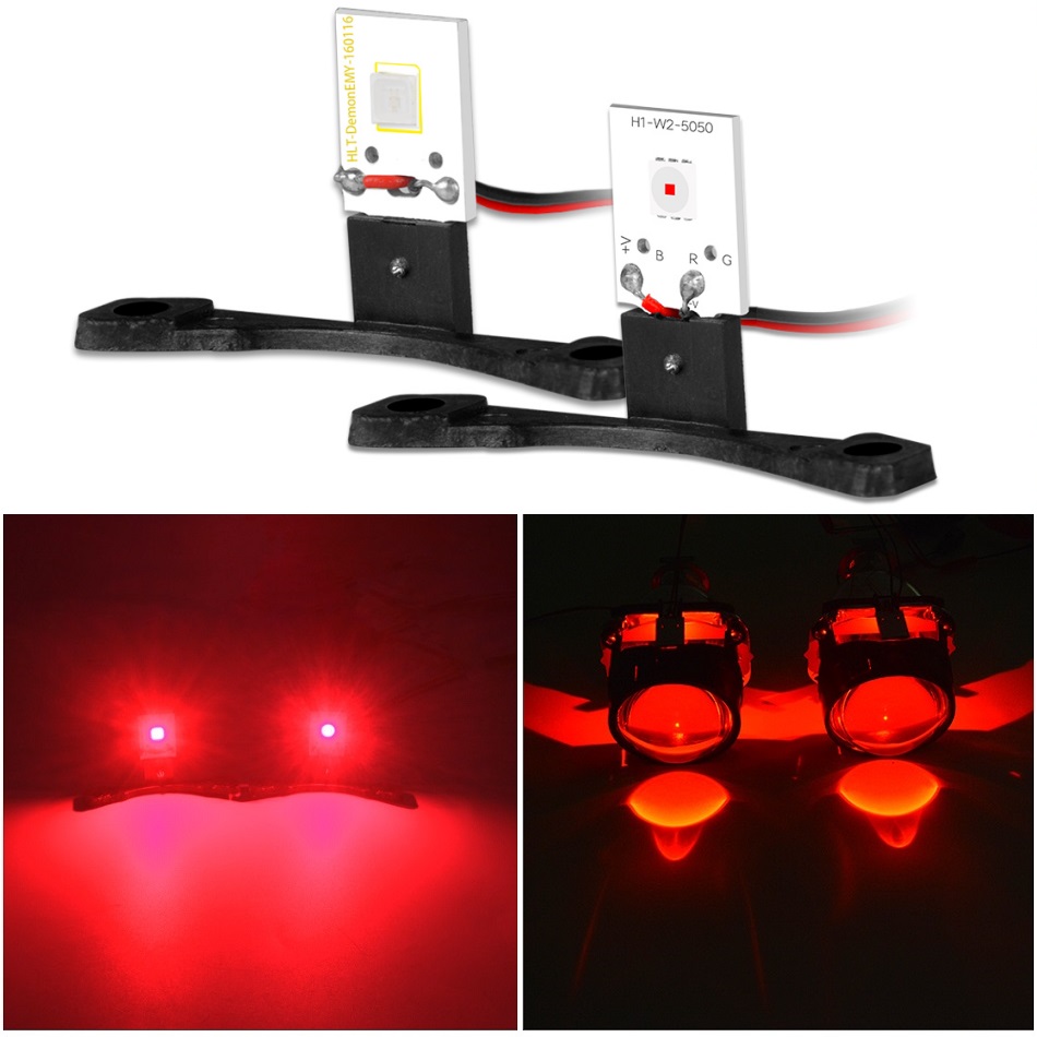 RACBOX LED Devil Eyes Demon Eye For Headlight Projector Lens DIY Red Blue Green DRL Car Retrofit Styling: Red