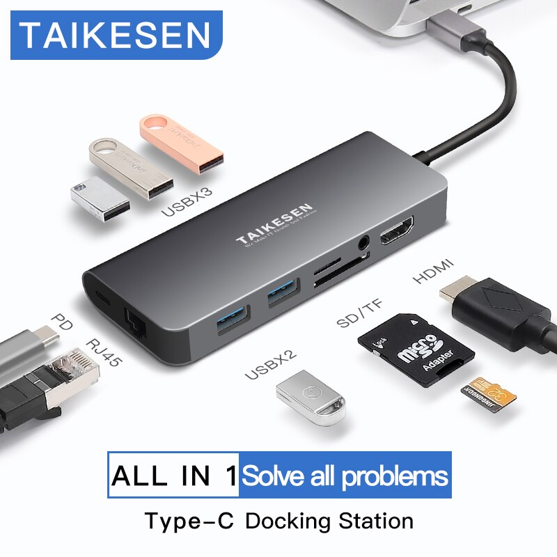 USB 3.1 Type-C Hub To HDMI Adapter 4K Thunderbolt 3 USB C Hub with Hub 3.0 TF SD Reader Slot PD for MacBook Pro/Air/Huawei Mate