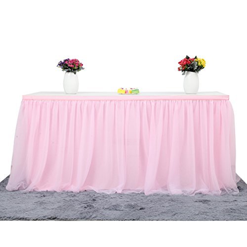 5 farver tulle bord nederdel bordservice bryllup fødselsdagsfest duge favordd bryllupsfest xmas baby shower fødselsdag indretning: Lyserød