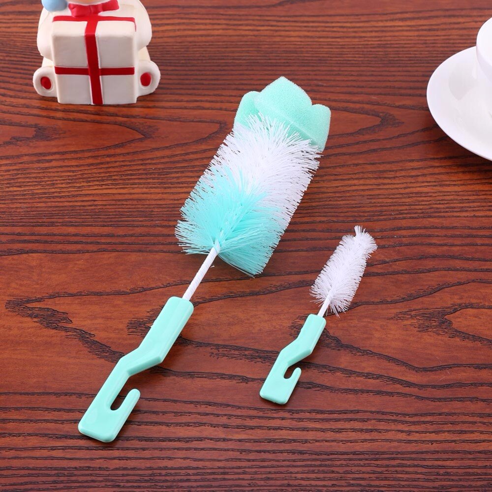 Baby Bottle Brush Nipple Brush 360-degree Rotating Head Cleaning Sponge Cup Brush Kit 2pcs/set