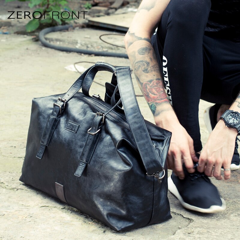 Populaire man bag PU Lederen Weekend Plunjezak Draagbare Delijke heren Leisure Reistas Zwarte Handtas