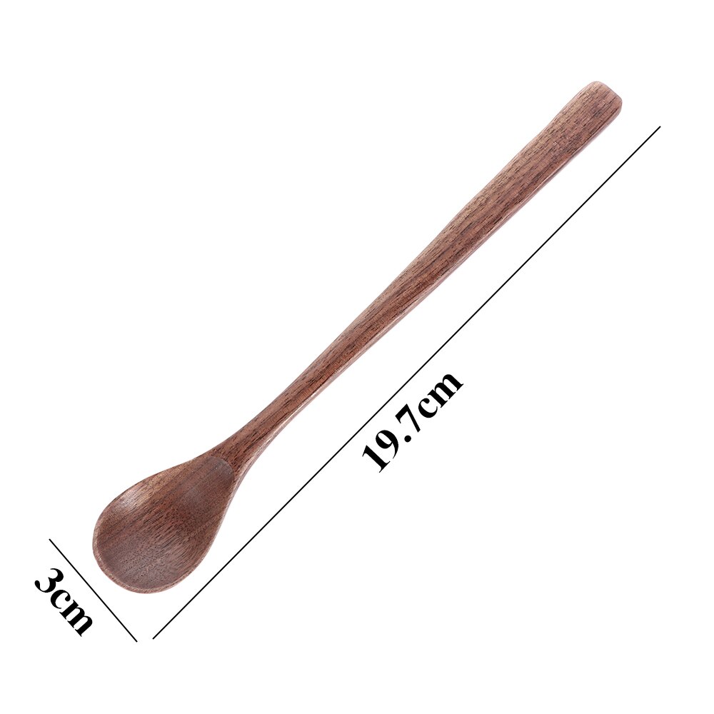 Black Walnut Coffee Honey Spoons Wooden Japanese Style Stir Long Scoop Large Soup Rice Spoon Kitchen Tableware Kitchen Supplies: 2