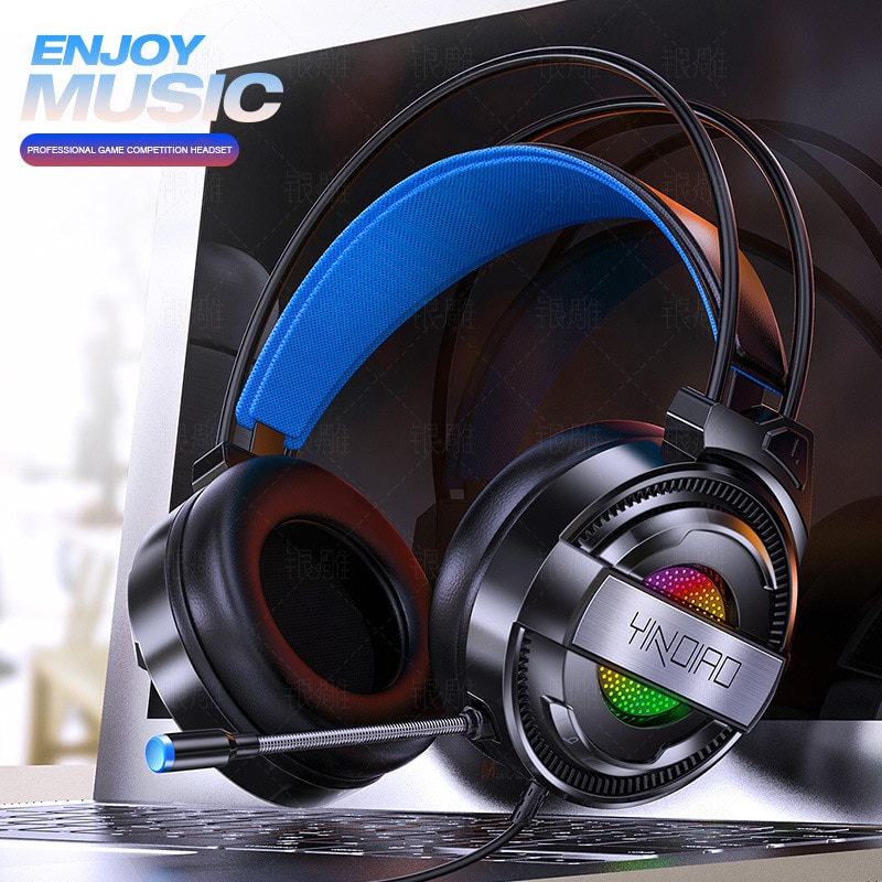 Gaming Headsets Surround Sound Stereo Wired Hoofdtelefoon Usb Headset Oortelefoon Met Microfoon Kleurrijke Licht Voor Pc Laptop Game
