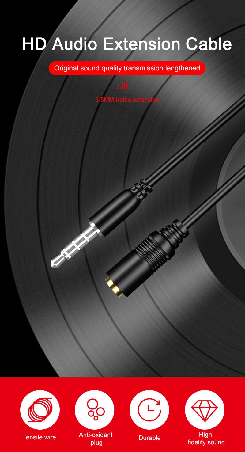 Universal 0.75M - 3.5mm Stereo Mini Headphone Jack Cable Audio Lead Portable Audio & Video Speaker Music Accessories