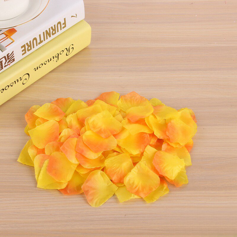 1000pcs Artificial False Rose Flower Petals Wedding Party Romantic Night Event Wedding Decoration Simulation Rose Petal: Orange