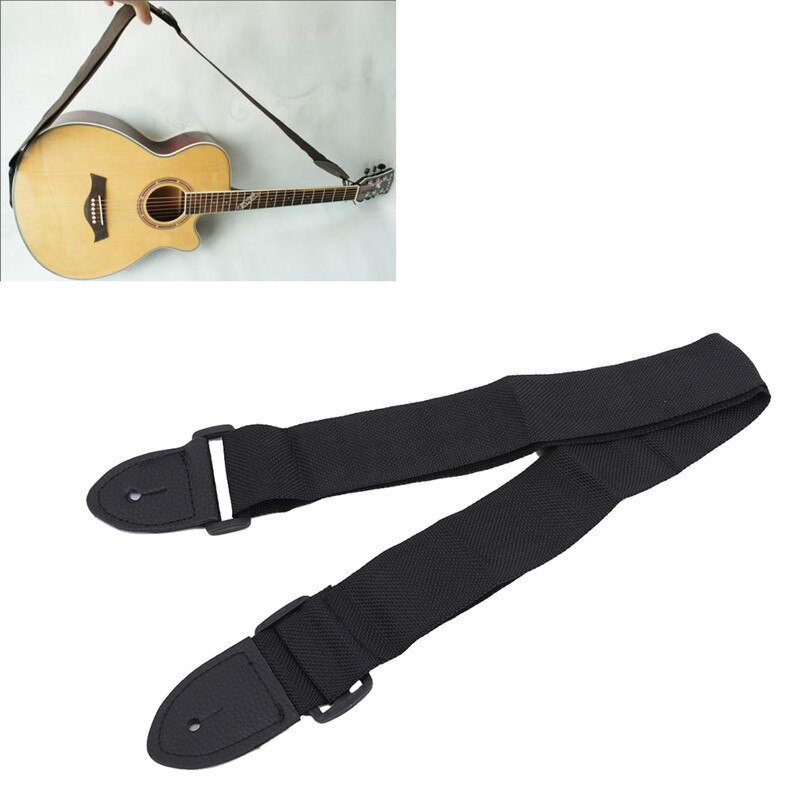 Guitar Strap Leather Head Adjustable Shoulder Strap For Guitar Electric Guitar Bass Guitar Parts Accessories Black