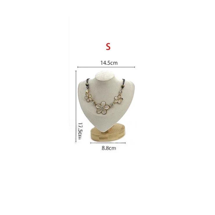 Bamboe Ketting Display Stand Hanger Display Sieraden Houder Sieraden Mannequin Buste Ketting Etalage Sieraden Display: Beige S