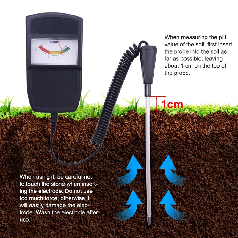 2.5 -10.0 Bodem Ph Meter Niveau Tester Voor Planten Gewassen Bloemen Plantaardige Zuurgraad Vocht Ph Meting Grote Scherm Solar aangedreven