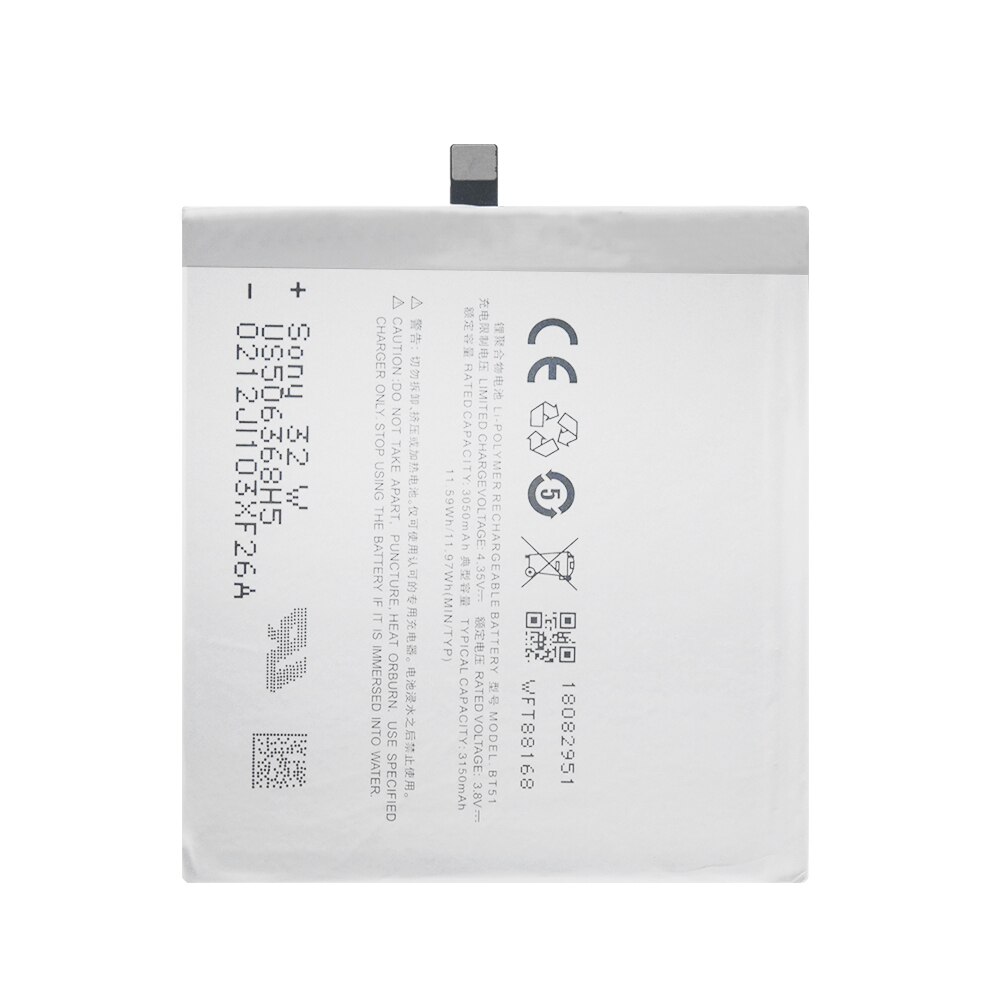 BT51 Mobile Phone Battery Replacement For Meizu MX5 M575M M575U(MX 5) 3.8V 3150mAh BT51 Cellphone Lithium Li-ion Battery Cells: Default Title