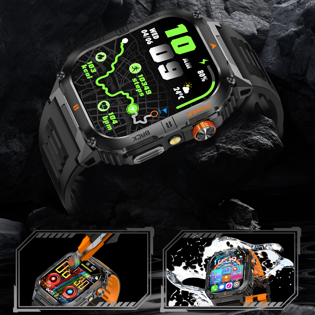 Orologio intelligente per sport all'aria aperta Schermo HD da 2,0 pollici Torcia a LED Bluetooth Orologio intelligente parlante YK12 per uomo Donna Regali di festa