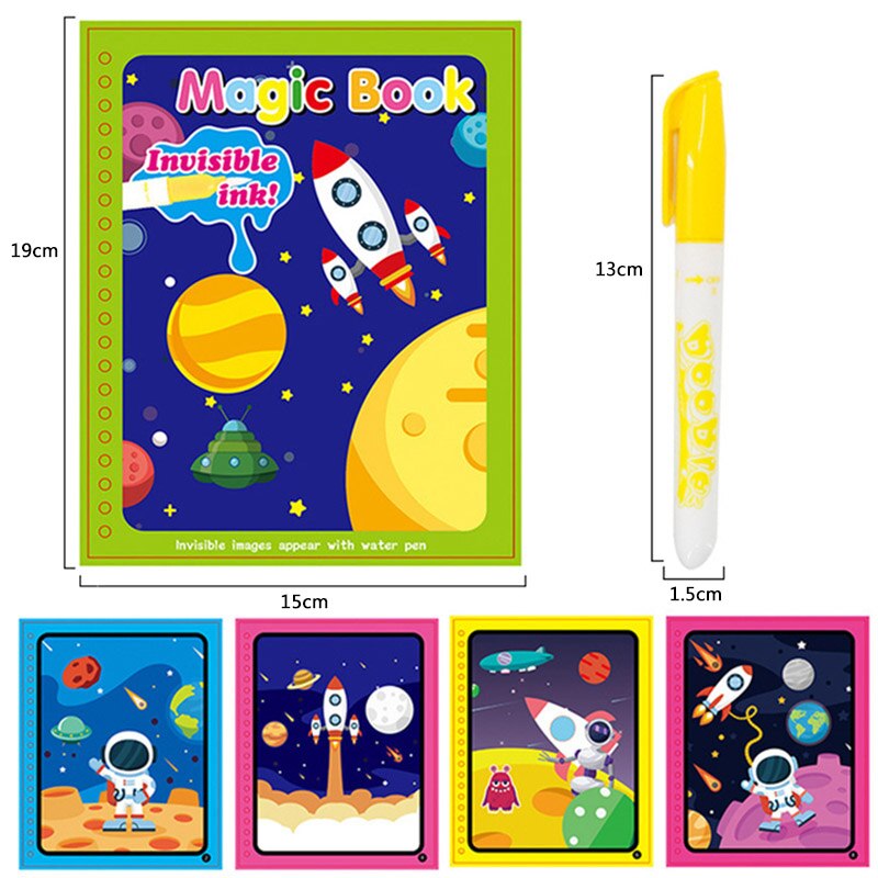 Animal Zoo Princess Magic Water Drawing Book Colorling Mermaid Cartoon Doodle Magic Pen Drawing Board Toys Kids Children: Red