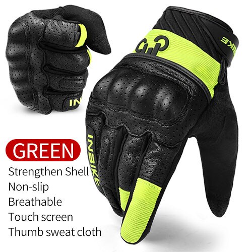 Inbike motorcykel handsker åndbare motorcykel handsker touch screen stødsikre moto guantes herre motocross handsker: Grøn / M