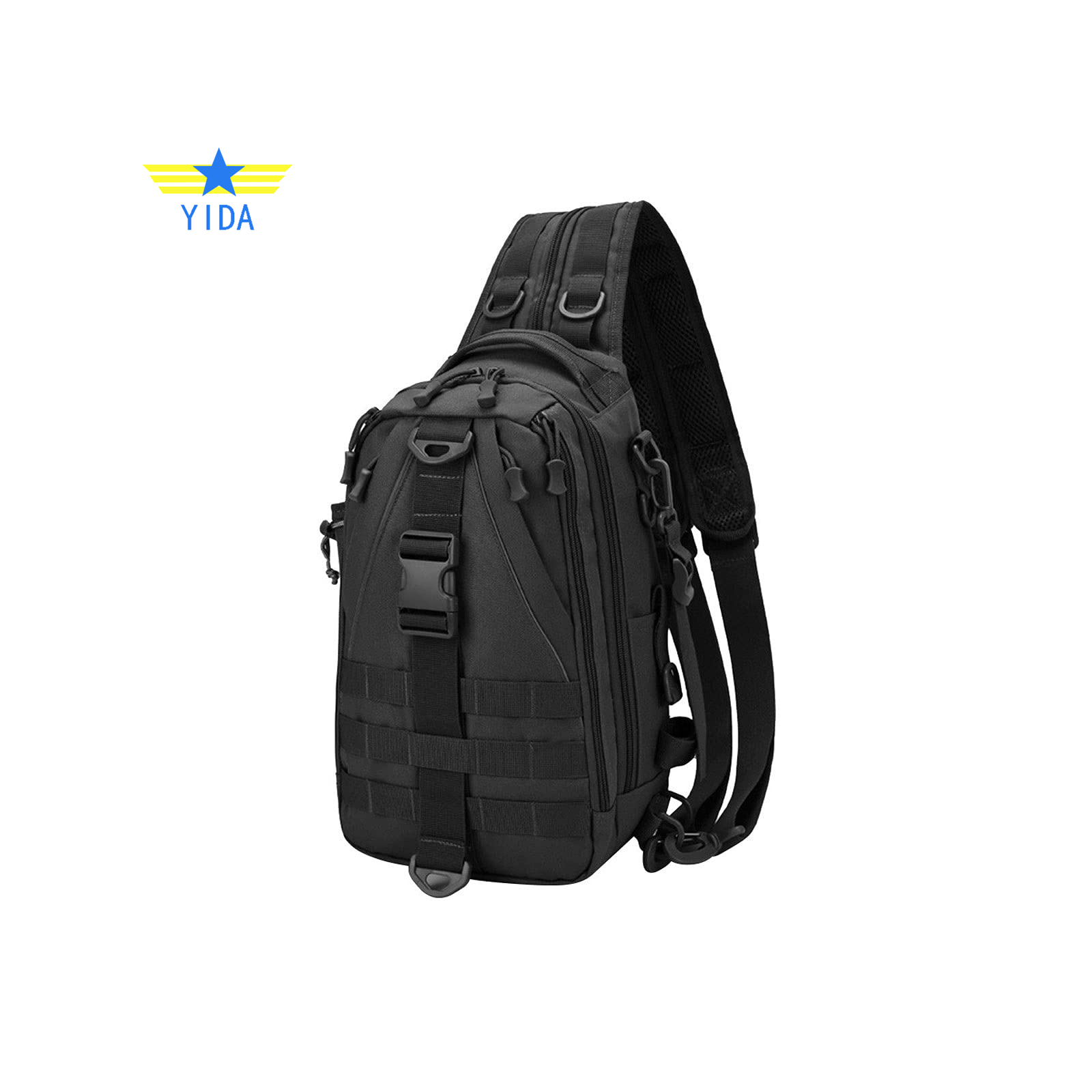 DulBackpack-Sac de poitrine d'extérieur, sac de jour de chasse, sac initié, simple, double, randonnée, escalade: Black