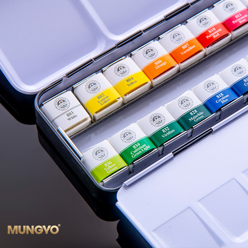 Juego de acuarelas Mungyo de 12/24/48 colores, agua sólida caja de lata de Color, pigmento de pintura al óleo para artistas estudiantes, colores variados