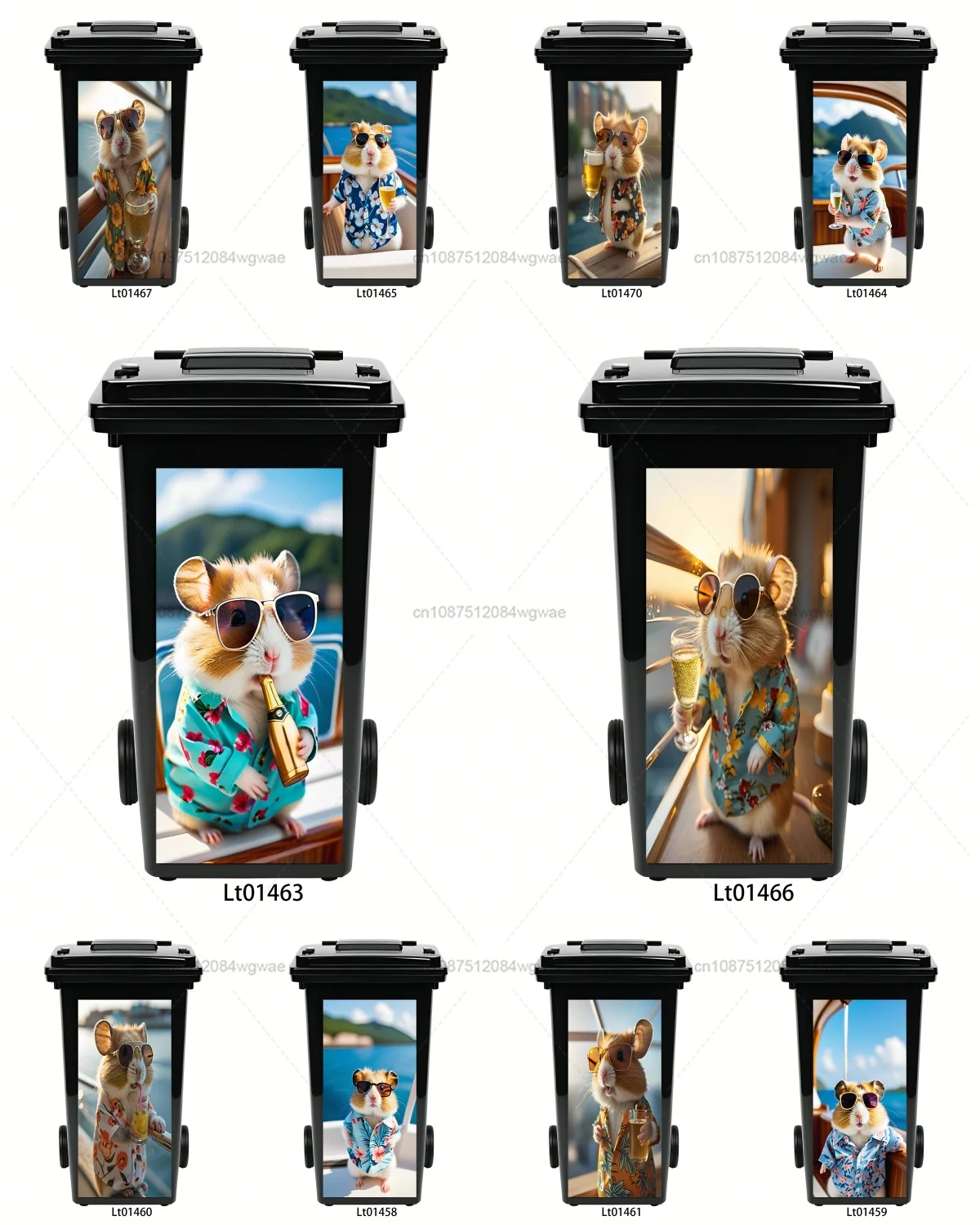 Grappige Dieren Hamster Vuilnisbak Sticker Milieuvriendelijke Verwijderbare Waterdichte Prullenbak Decoratieve Sticker