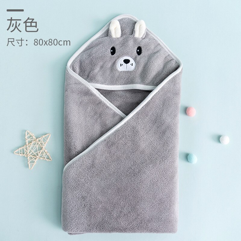 Baby Badhanddoek Meisje Jongen Baby Handdoek Pasgeboren Cap Cartoon Koraal Fluwelen Baby Handdoek Deken Pasgeboren Baby Badjas Baby: gray