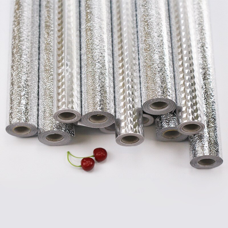 40x100/200cm Kitchen Oil-proof Waterproof Stickers Aluminum Foil Kitchen Stove Cabinet Self Adhesive Wall Sticker DIY Wallpaper