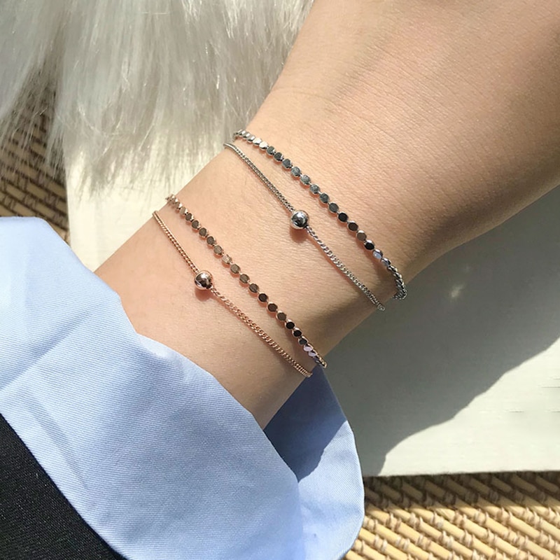 S925 stempel zilveren kleur dubbele laag kralen ketting armband delicate kleine kralen armband voor vrouwen sieraden s -b350