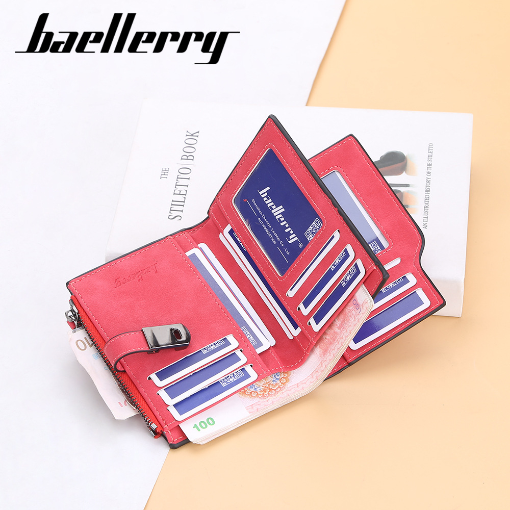Baellerry Women Wallets Short Magnetic Buckle Card Holder Female Purse Zipper Wallet For Women