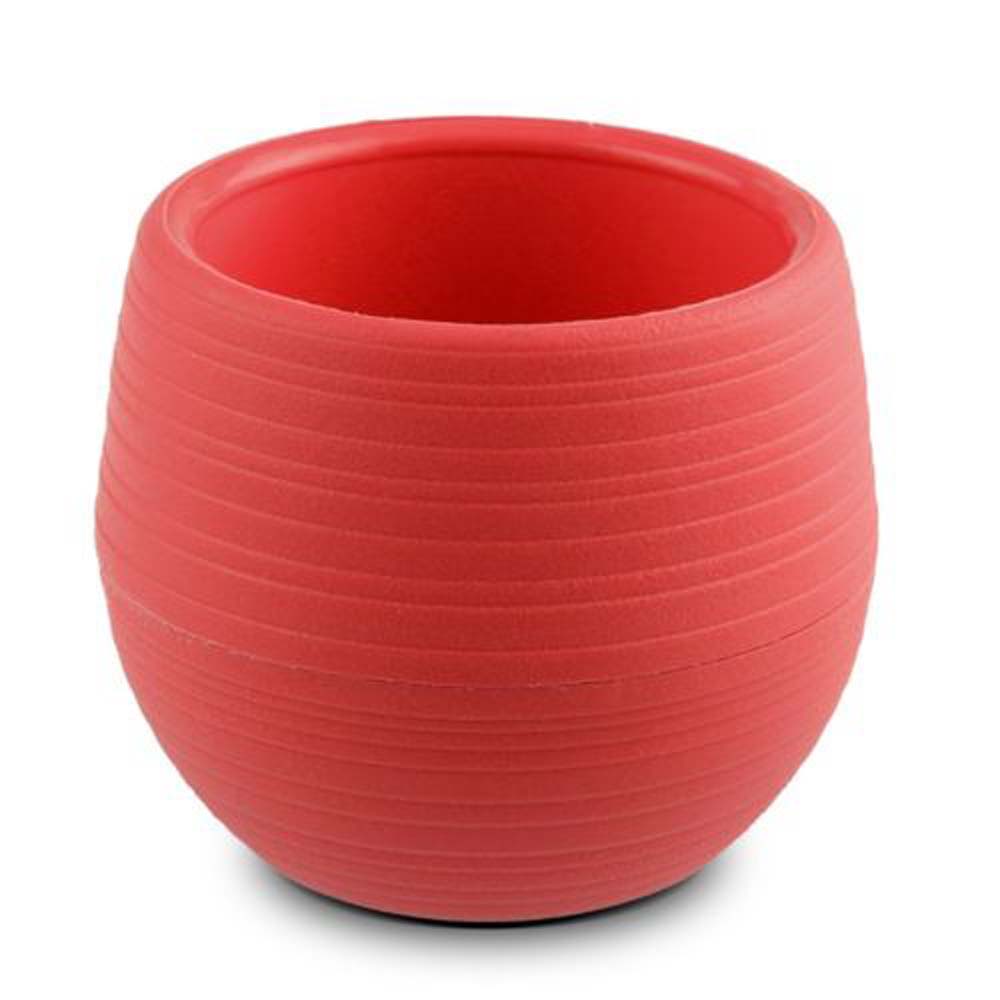 Mini Colorful Round Plastic Flower Pots Planter Home Office Desktop Garden Decoration Desktop Flower Pots: red