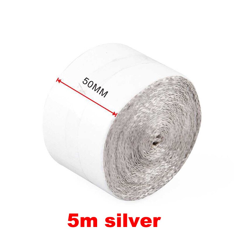 Universal Automobile Exhaust Pipe Car Insulating Tape Aluminum Auto Foil Decorate Insulation Adhesive Tape Heat Shield Tape: 5m Silver