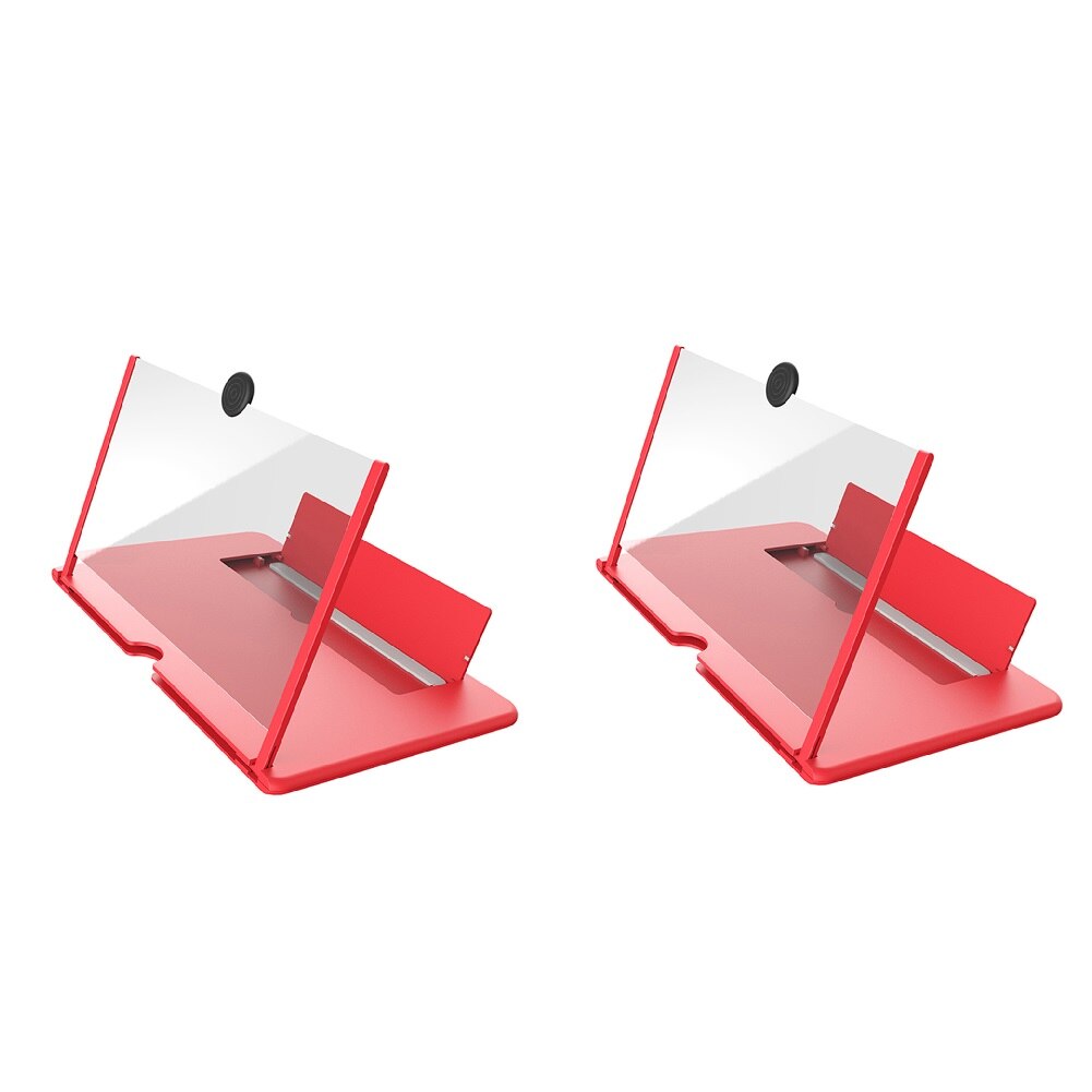 12 Inch 3D Screen Versterker Mobiele Telefoon Screen Video Vergrootglas Smartphone Vergroot Screen Telefoon Stand Beugel Voor Xiaomi Iphone: 2pcs Red