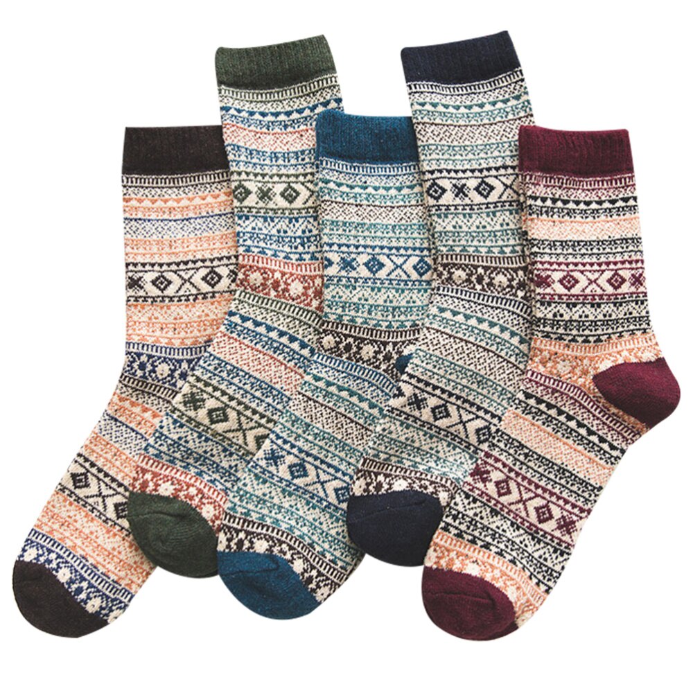 5 par lette komfortable etniske holdbare varme sokker uldsokker mænd borfriends