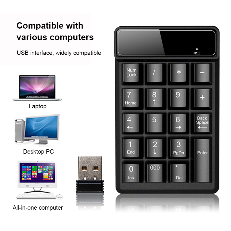 2.4G Draadloos Numeriek Toetsenbord Mechanisch Gevoel 19-toetsen Numpad-toetsen Nummer bedraad Digitaal Toetsenbord Voor PC Boekhoudingstaken Toetsenbord