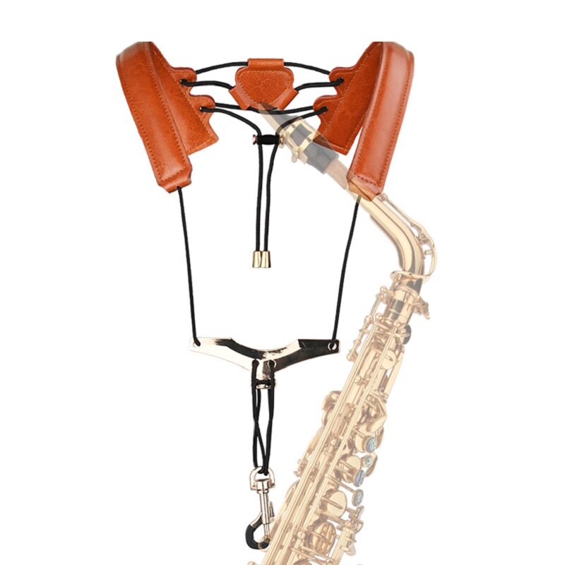 Verstelbare Lederen Saxofoon Schouder Neck Strap Met Gesp Breedte 24Mm Voor Sax Spelers Muziek Liefhebbers Kleur Zwart/Bruin