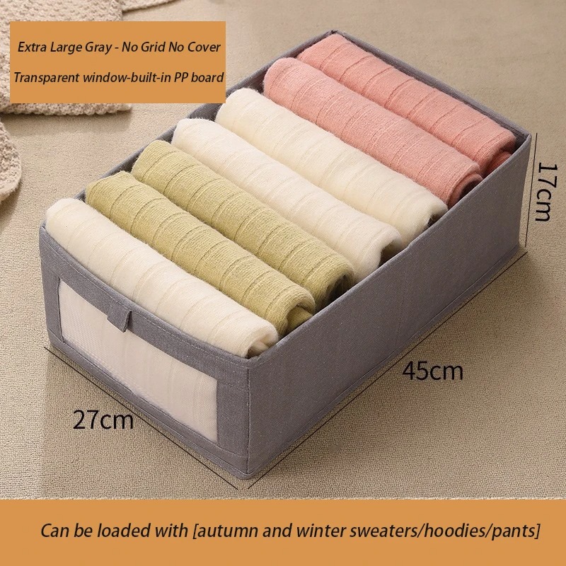 Caja de almacenamiento piezas pantalones, organizador de ropa, armarios y cajones, cajas plegables de tela para dormitorio, organización del hogar, 1 unidad: Gris oscuro
