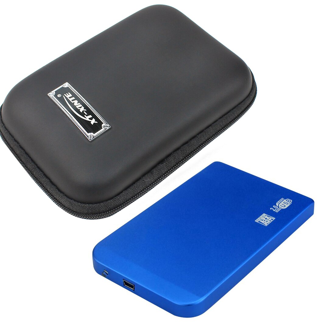 Aluminum SATA to Mini USB 2.0 HDD Case 2.5&quot; Hard Disk Drive Portable External Enclosure Case w SSD Organizer Storage Support 2TB: Blue