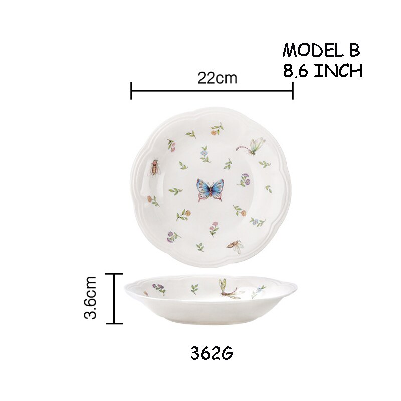 Plantenservies insectenpot theepot gouden rand koffiekopje afternoon tea verguld dessertbord holle deksel: Model b