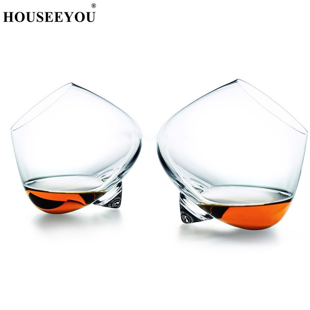 HOUSEEYOU Draaien Top Brede Buik Swing Whiskey Cocktail Wijn Cup Tumbler Cone Bottom Bar Keuken Drinken Crystal Bril