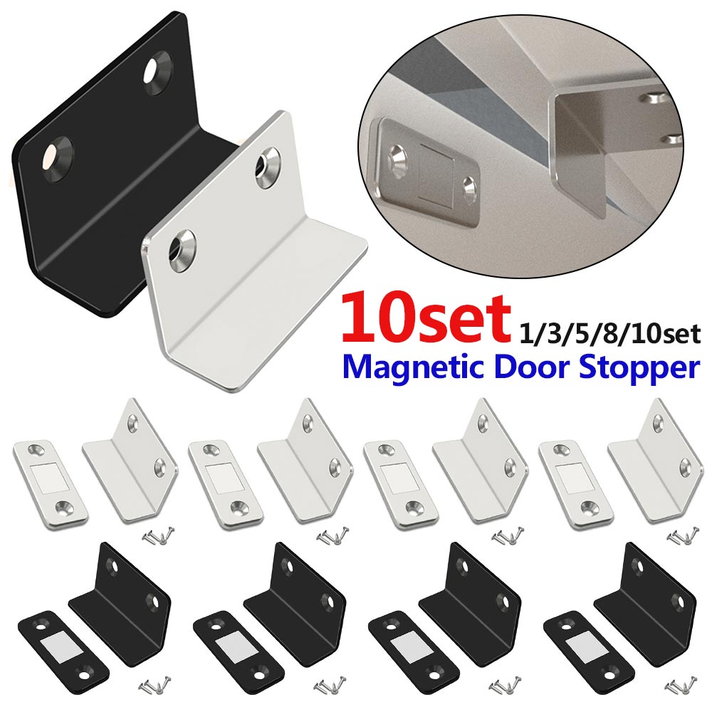 1-10Set L-Vormige Krachtige Magneet Deur Stopt Handige Kast Vangt Eenvoudige Installatie Eenvoudige Garderobe Deurvanger Voor Garderobe