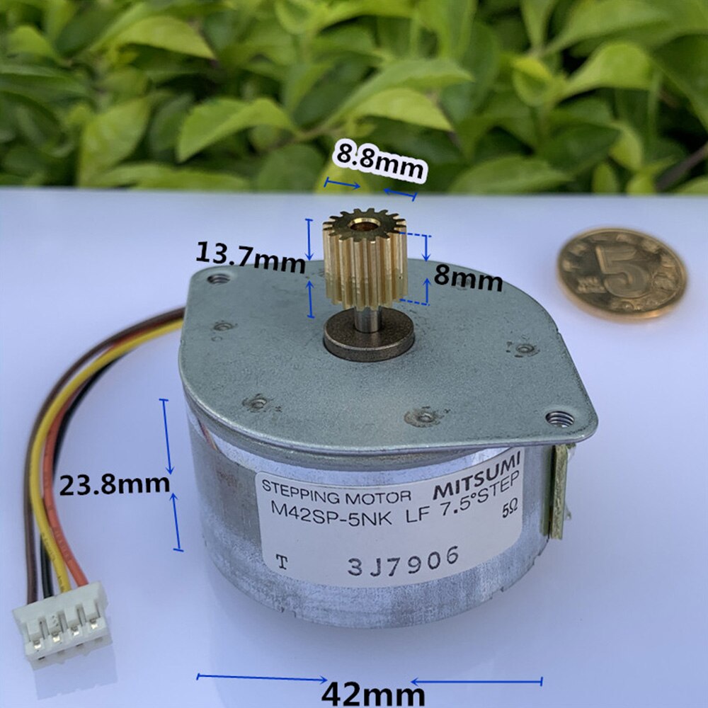 MITSUMI-Motor paso a paso M42SP-5NK DC 24V, 2 fases, 4 cables, 42MM, imán permanente, redondo, gran par, para equipo de escáner de impresora