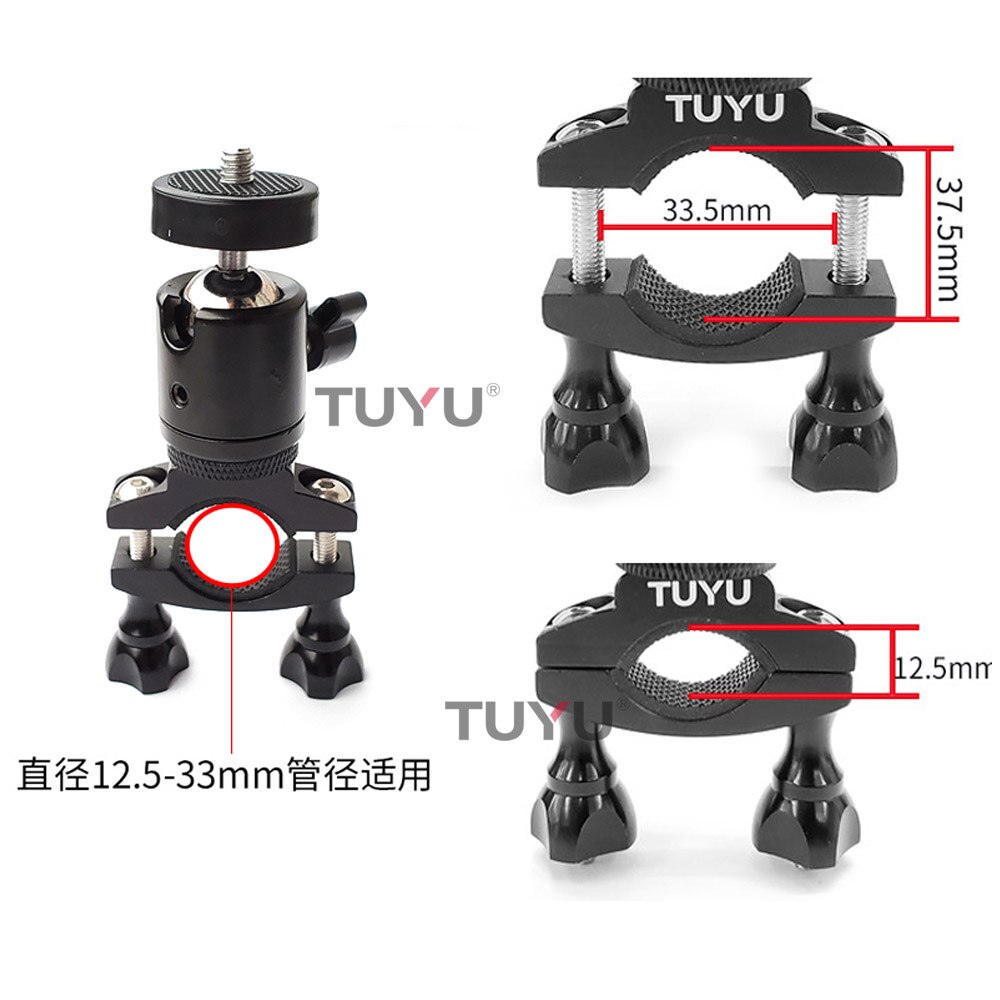 Tuyu Motorcycle Bike Camera Houder Stuur Spiegel Mount Bracket 1/4 Metal Stand Voor Gopro Max Insta 360X/R Camera 'S accessoire